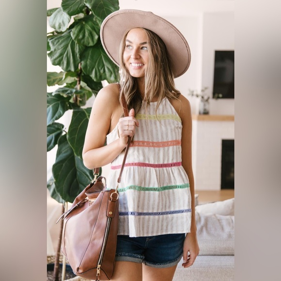 ๐ฅ BOGO ๐ฅ NWT Entro Cotton Sleeveless Striped Top Large - Picture 5 of 10